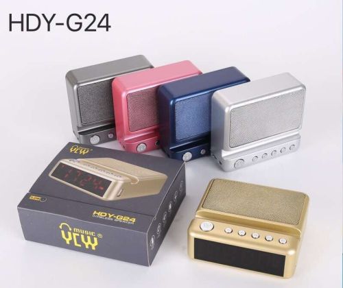 wireless bluetooth speaker with alarm clock and mobile phone holder display screen