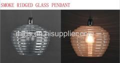 Smoke/Blush/Clear Ridged Glass Pendant