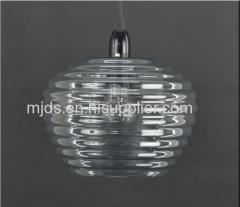 Smoke/Blush/Clear Ridged Glass Pendant