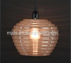 Smoke/Blush/Clear Ridged Glass Pendant