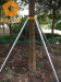 metal Tree brace system holds trees firm