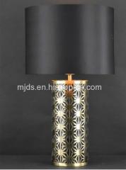 Antique Brass Table Lamp With Black Emulation Silk Shade