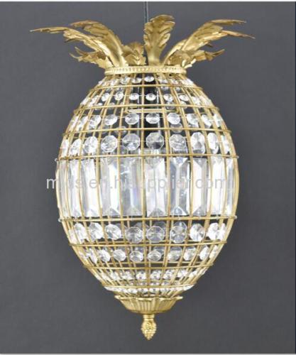 Antique Brass Pineapple Crystal Chandelier