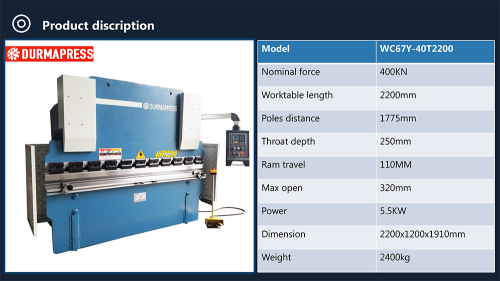 cnc hydraulic press 40 ton2200mm