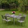 Outdoor Furniture Dinner Set 6 Chairs Plastic Wood Dining Table Set Garden wooden Sling dining set