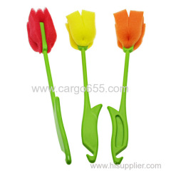 Tulip Useful Different Shaped Plastic Handle Sponge Bottle Cleaning Brush Plastic sponge bottle brush