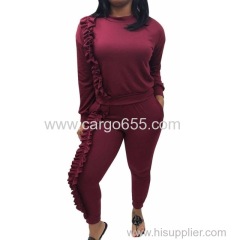 cross border long sleeved two pieces of autumn and winter women sportswear