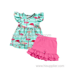 high-low dress patterns Flamingo prints Beautiful girl dress children garment