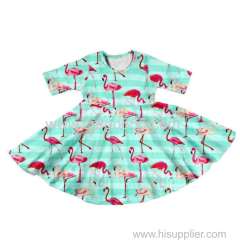 high-low dress patterns Flamingo prints Beautiful girl dress children garment