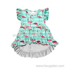 high-low dress patterns Flamingo prints Beautiful girl dress children garment