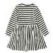 Spring Kids Ready Made Garment Little Girls Long Sleeve Dresses Strip Baby Cotton Frocks