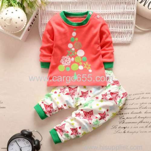 Autumn Winter Children Clothes Girls Boys Clothing Sets Clothes Suit T-shirt+Pants Outfit Kids Baby Christmas Suit