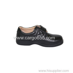 Black PU Synthetic Leather Kids School Shoes