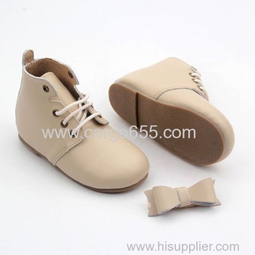 Hard sole kids genuine leather shoes plush children shoes