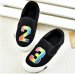 Newest style and top quality printing kids black canvas shoes for children