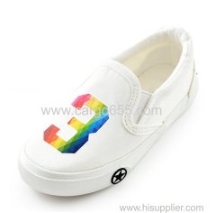Newest style and top quality printing kids black canvas shoes for children