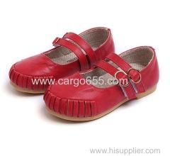 Boy school double strap kids girls hard rubber sole shoes