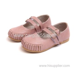 Boy school double strap kids girls hard rubber sole shoes