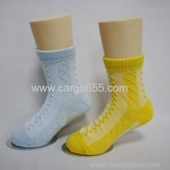 Jacquard style fashion 100% cotton funny kids socks Tube socks OEM Children Solid Color Mesh Socks
