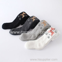 100% cotton custom reindeer design girls pantyhose kids long tights socks