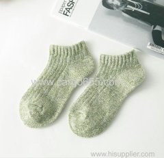 In stock autumn and winter pure color middle tube terry socks wool thickening women socks