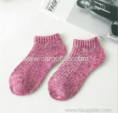 In stock autumn and winter pure color middle tube terry socks wool thickening women socks