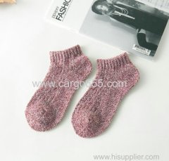 In stock autumn and winter pure color middle tube terry socks wool thickening women socks