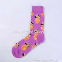 Stylish custom design women ladies crew sock for winter happy cute fruit pattern bamboo socks