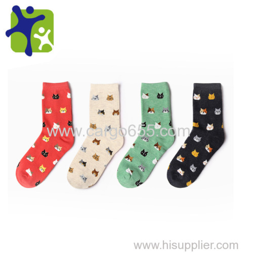 women colorful print cat socks cotton carton life socks