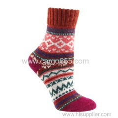 Custom Fashion Design Vintage Thick Socks Wool Cotton Women Socks Winter Warm Knitted Crew Socks