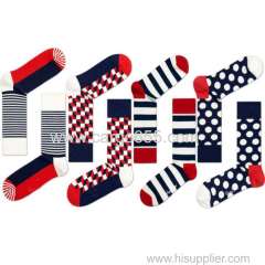 Make Your Own Design Cotton Polka Dot Fashion Socks Mens Wholesale Fashion Stripes Designer Dress Socks For Men