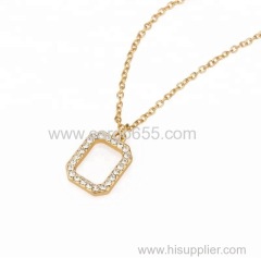 Geometrical inlay diamond pendant gold plated necklace women antique jewelry