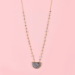 Good Dainty Half Moon Faceted Crystal Necklace Semi Half Circle Marble Necklace Stone Jewely