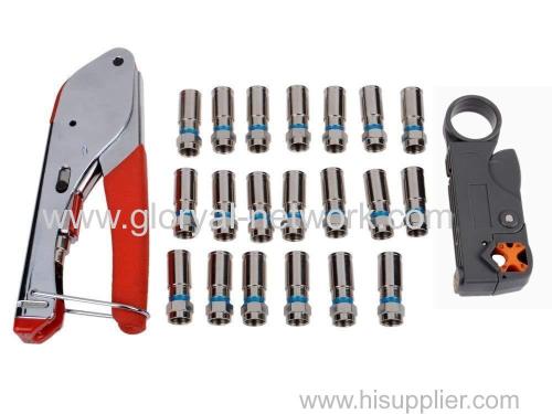 Rotary Adjustable Coax Cable Stripper Compression Connectors COAXIAL TOOL SET