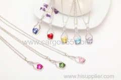 Popular jewellery love heart wishing bottle crystal necklace