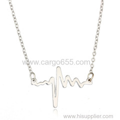 Simple Shape Hot Selling Heartbeat Love Customized Electrocardiogram Symbol Charm Necklace