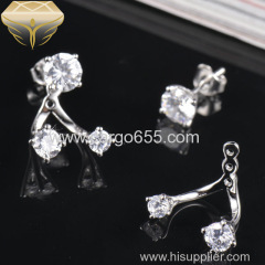 Fashion silver 925 stud earrings three round zircons multiple wear jewerly wholesale lots