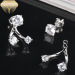 Fashion silver 925 stud earrings three round zircons multiple wear jewerly wholesale lots