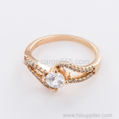 Fashion wholesale american gold plated paved diamond ring 18K Gold Plating Fashion women rings rose gold