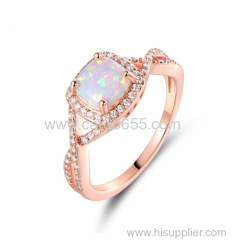 Fashion women rings rose gold plated opal womens loveing jewelry