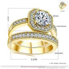 New Arrivals Jewelry Square Cut Diamond Ring Dubai 18 K Real Gold Plated Wedding Ring