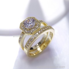 New Arrivals Jewelry Square Cut Diamond Ring Dubai 18 K Real Gold Plated Wedding Ring