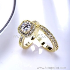 New Arrivals Jewelry Square Cut Diamond Ring Dubai 18 K Real Gold Plated Wedding Ring