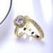 New Arrivals Jewelry Square Cut Diamond Ring Dubai 18 K Real Gold Plated Wedding Ring