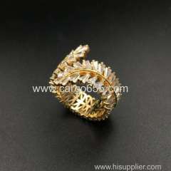 Ladies Gold Ring Cubic Zircon Pave Setting Luxury Women Jewelry Wholesale