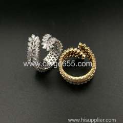 Ladies Gold Ring Cubic Zircon Pave Setting Luxury Women Jewelry Wholesale