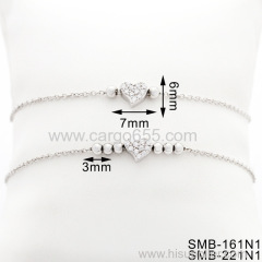 Trending Bracelets 2018 Cubic Zirconia Stone Bead Tiny Heart Bracelet Bangle For Woman