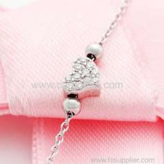 Trending Bracelets 2018 Cubic Zirconia Stone Bead Tiny Heart Bracelet Bangle For Woman