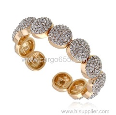 Wedding Bridal Crystal Rhinestone Bangle&Bracelet Women Vintage Gold Plated Maxi Bracelet Jewelry