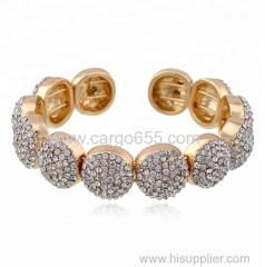 Wedding Bridal Crystal Rhinestone Bangle&Bracelet Women Vintage Gold Plated Maxi Bracelet Jewelry